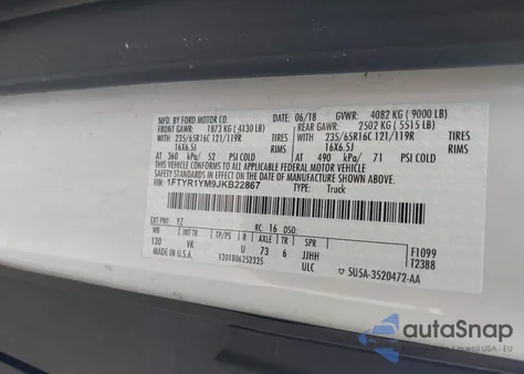 2018 Ford Transit-250 from USA, damaged, VIN 1FTYR1YM9JKB22867